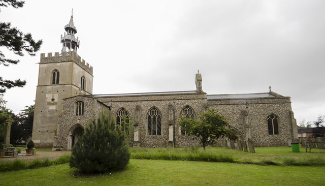 A view of All Saints Shipdham from the side